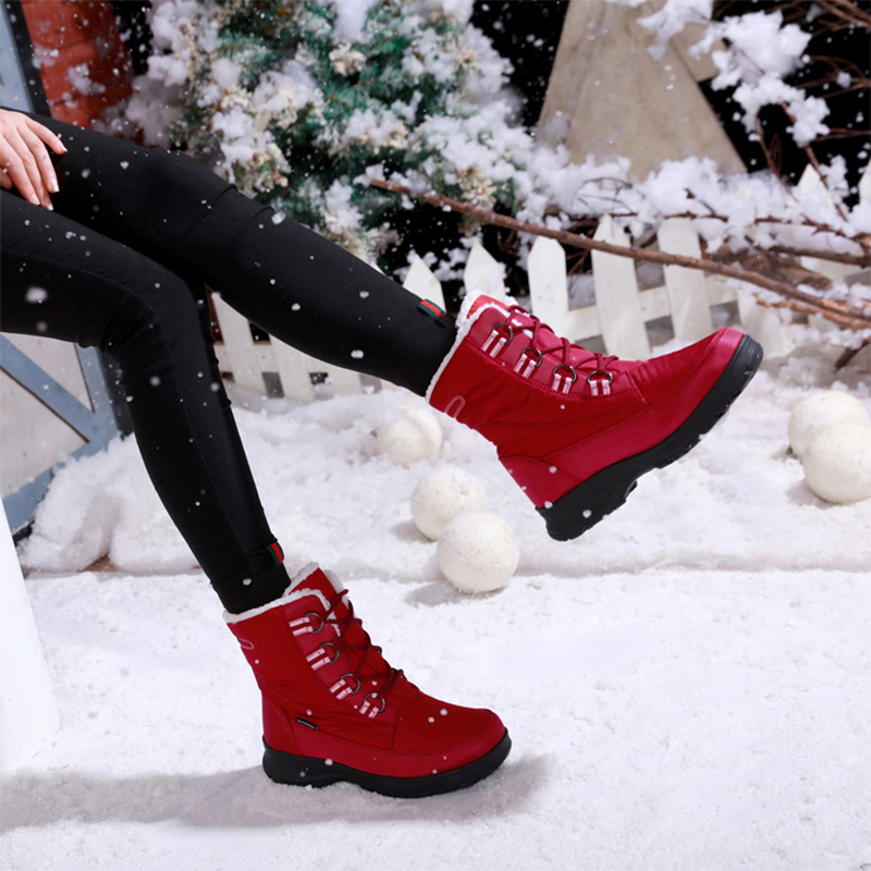 따뜻한 겨울 신발, 방수 스노우 부츠, 가볍고 편안한 미드 탑 야외 여성 부츠